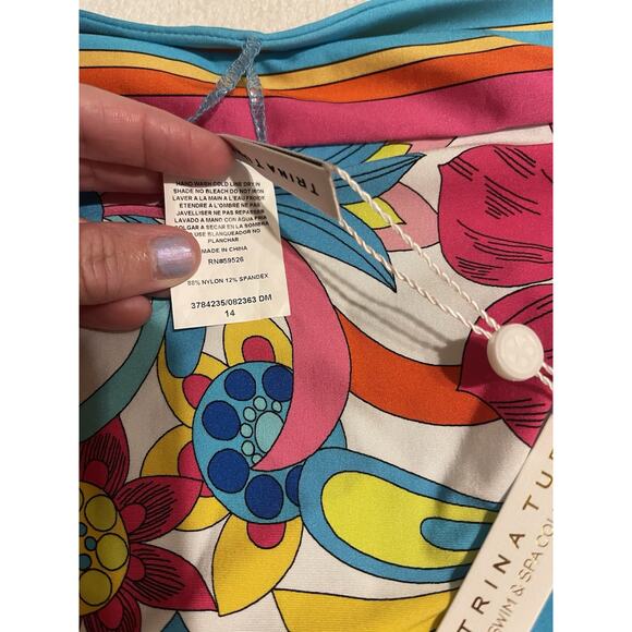 NWT Trina Turk Womens Fontaine High Waist Banded Printed Swim Bottom 14 - Picture 4 of 4